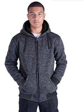 Free Planet Men's Blue With White Blends Zip-Up Hoodie Sweater
